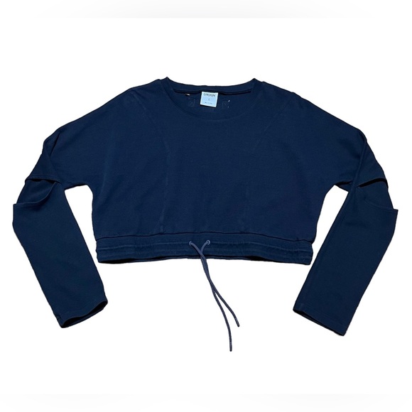 Gymshark Box Utility Long Sleeve Cut Out Elbow Crop Top In Black Sz S - Picture 1 of 15